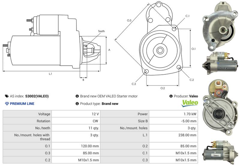 AS-PL S3002(VALEO) Starter