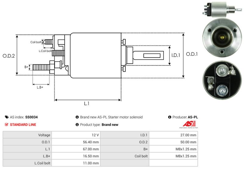 AS-PL SS0034 Solenoid Switch, starter