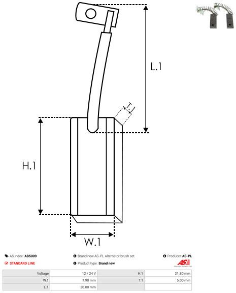 AS-PL AB5009 Carbon Brush, alternator