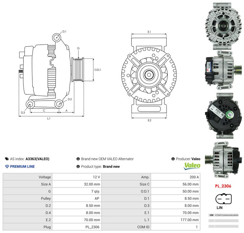 Generaator, AS-PL A3363(VALEO)