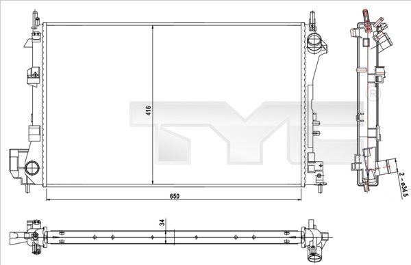 Радіатор, система охолодження двигуна, Tyc 725-0010-R