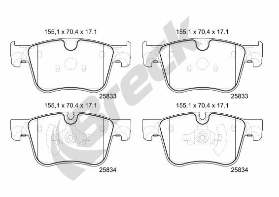 Колодки гальмівні дискові, комплект BRECK 258340070100