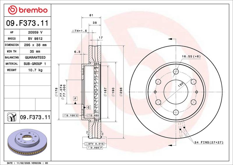BREMBO Stabdžių diskas