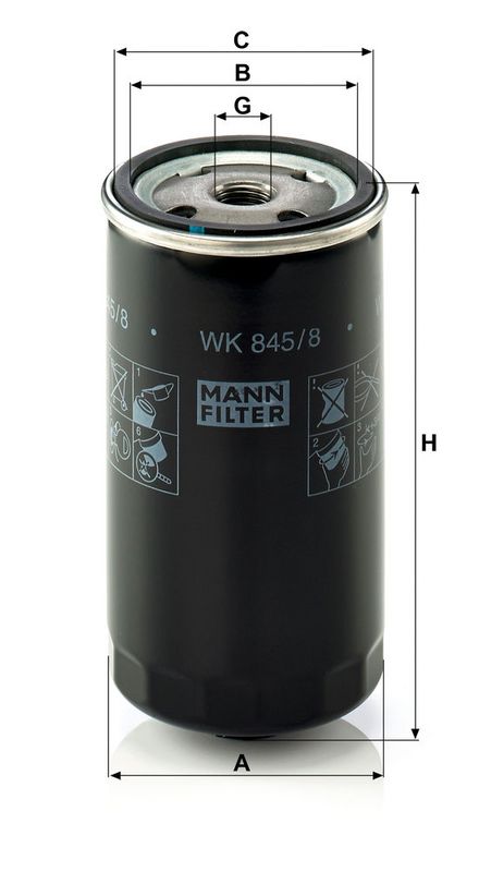 Kütusefilter, MANN-FILTER WK 845, 8