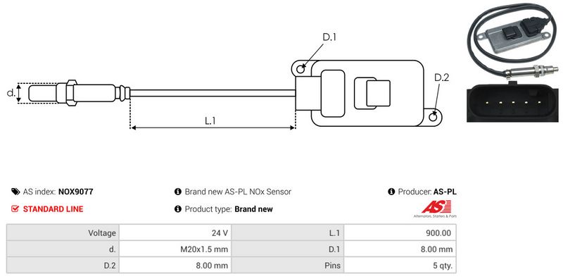 AS-PL NOX9077 NOx Sensor, urea injection