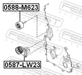 FEBEST 0587-LW23 Belt Tensioner, V-ribbed belt