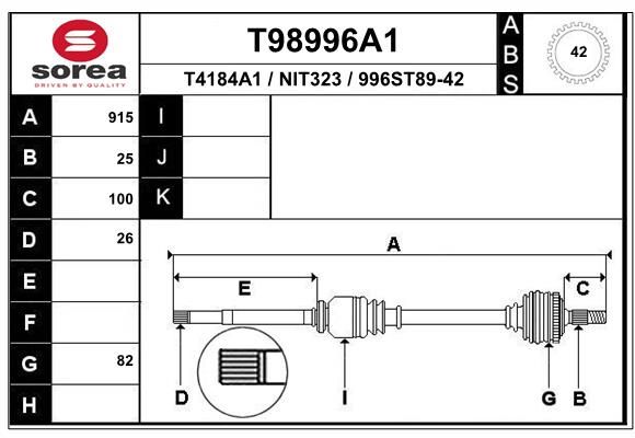 EAI hajtótengely T98996A1