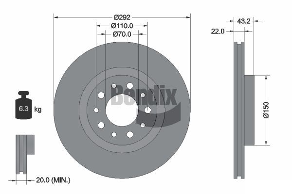 BENDIX Braking féktárcsa BDS2099