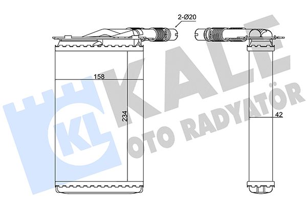 Теплообмінник, система опалення салону, RENAULT Радіатор опалення Kangoo, Nissan Kubistar 97-, Kale Oto Radyatör 346395