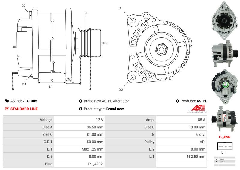 AS-PL A1005 Alternator