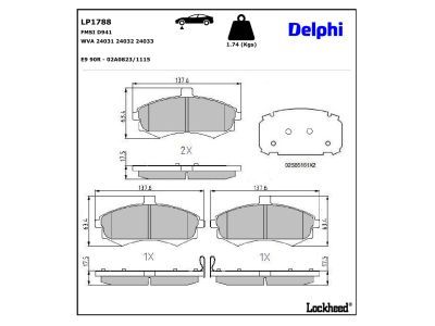 DELPHI LP1788 - Brake Pad Set, disc brake