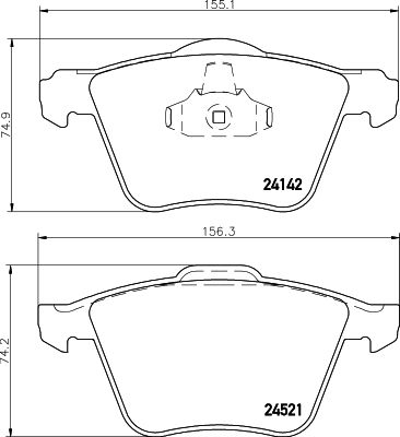 Комплект гальмівних накладок, дискове гальмо, Hella 8DB355013-001