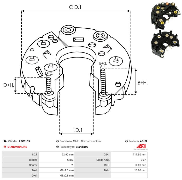 AS-PL ARC0105 Rectifier, alternator