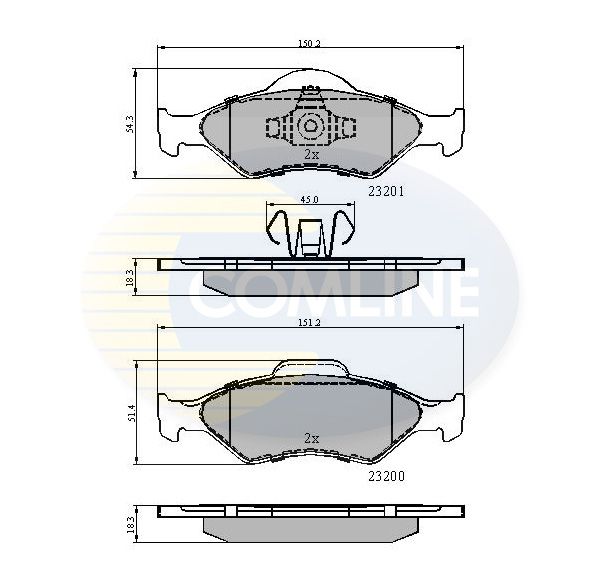 Комплект гальмівних накладок, дискове гальмо, Comline CBP0899