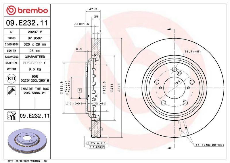 BREMBO 09.E232.11 Brake Disc