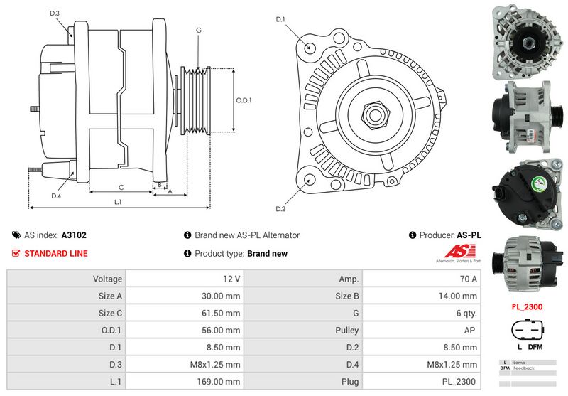 AS-PL A3102 Alternator
