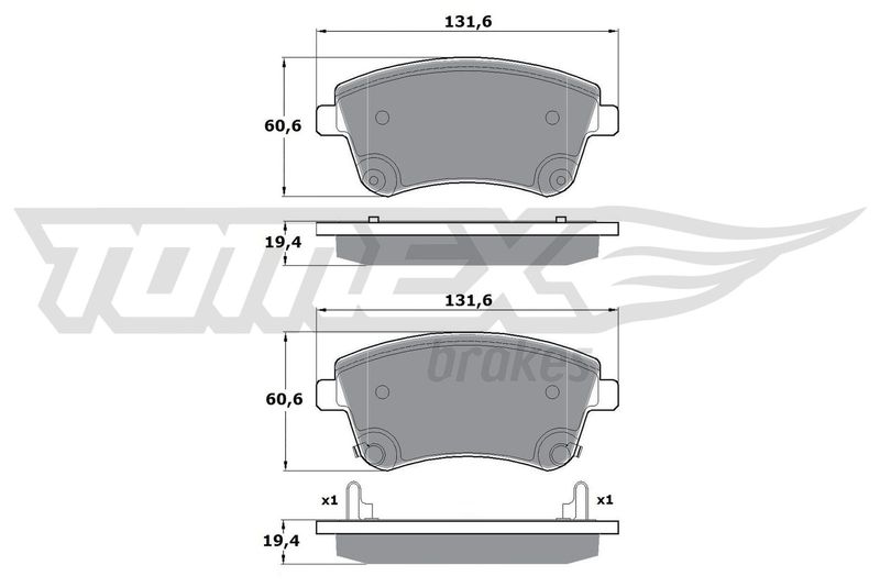 TOMEX Brakes TX 16-53 Stabdžių trinkelių rinkinys, diskinis stabdys