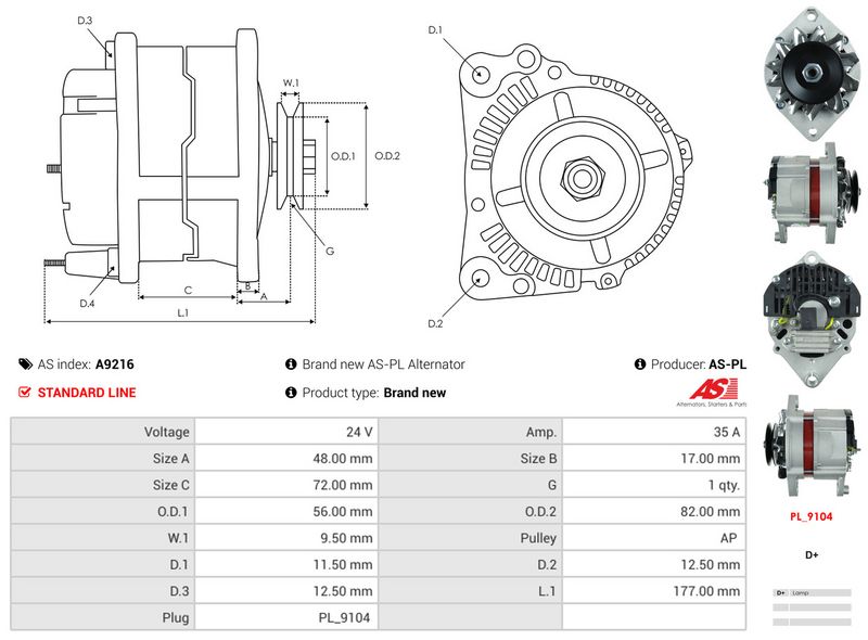 AS-PL A9216 Alternator