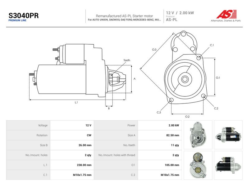 Starter, AS-PL S3040PR
