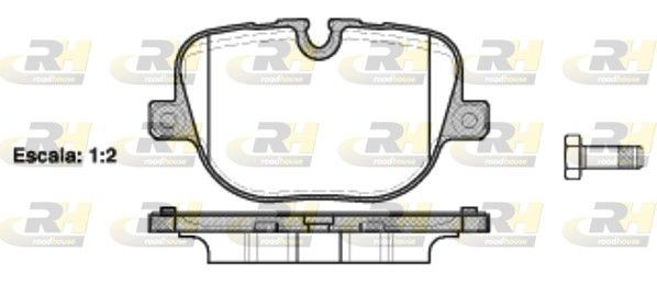 Комплект гальмівних накладок, дискове гальмо, Roadhouse 21408.00