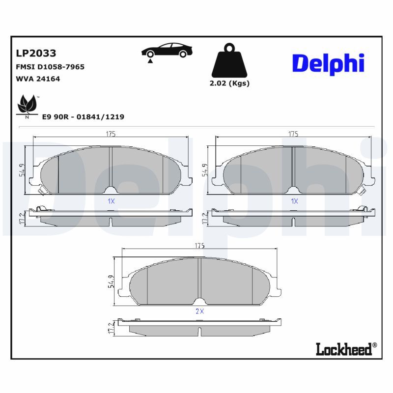 Piduriklotsi komplekt, ketaspidur, DELPHI LP2033