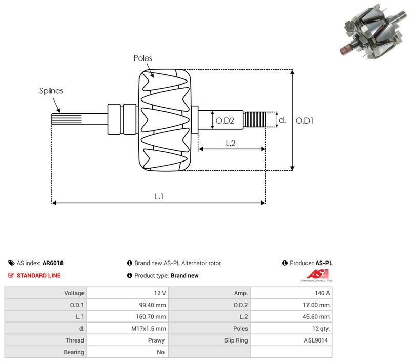 AS-PL AR6018 Rotor, alternator