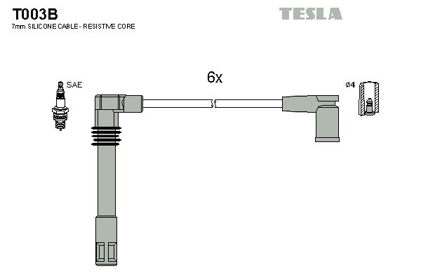 Комплект проводів високої напруги, Tesla T003B