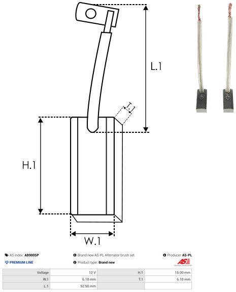 AS-PL AB9005P Carbon Brush, alternator
