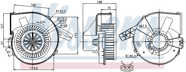 NISSENS Volkswagen Вентилятор салону Audi A1/2, Polo, Skoda Fabia I, II, III, Rapid, Roomster