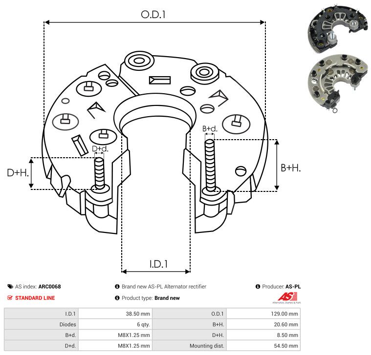 AS-PL ARC0068 Rectifier, alternator