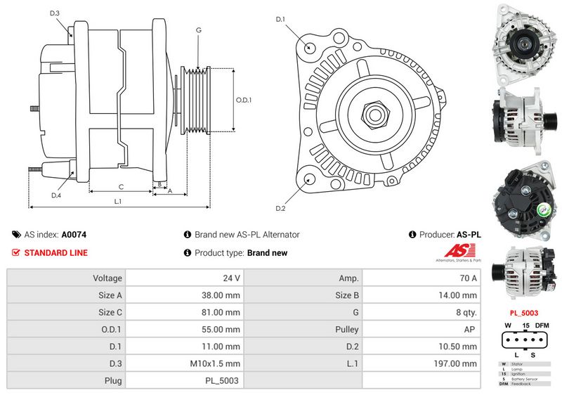 AS-PL A0074 Alternator