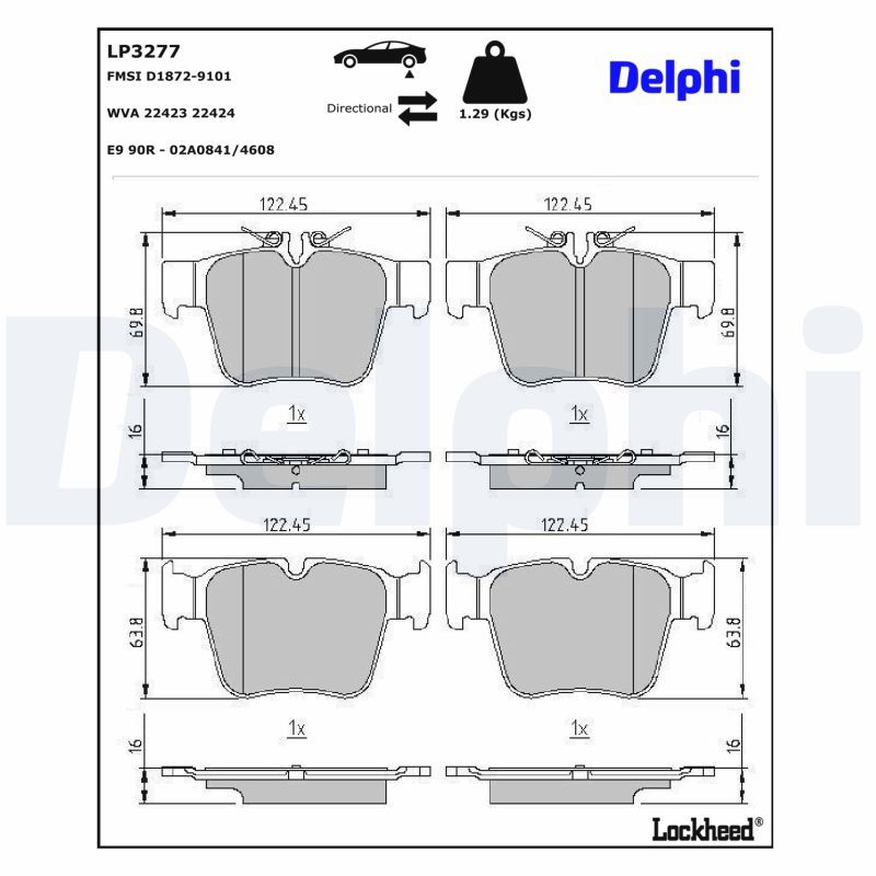 Piduriklotsi komplekt, ketaspidur, DELPHI LP3277
