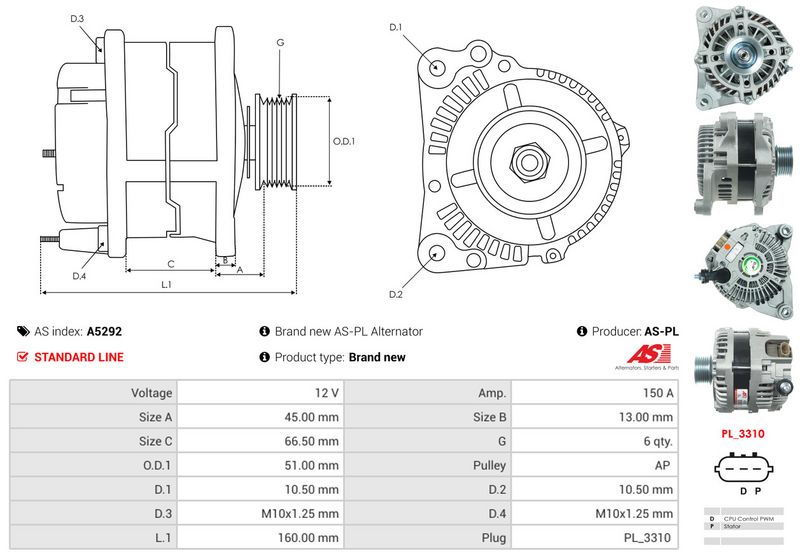 AS-PL A5292 Alternator