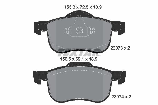 Комплект гальмівних накладок, дискове гальмо, Textar 2307303