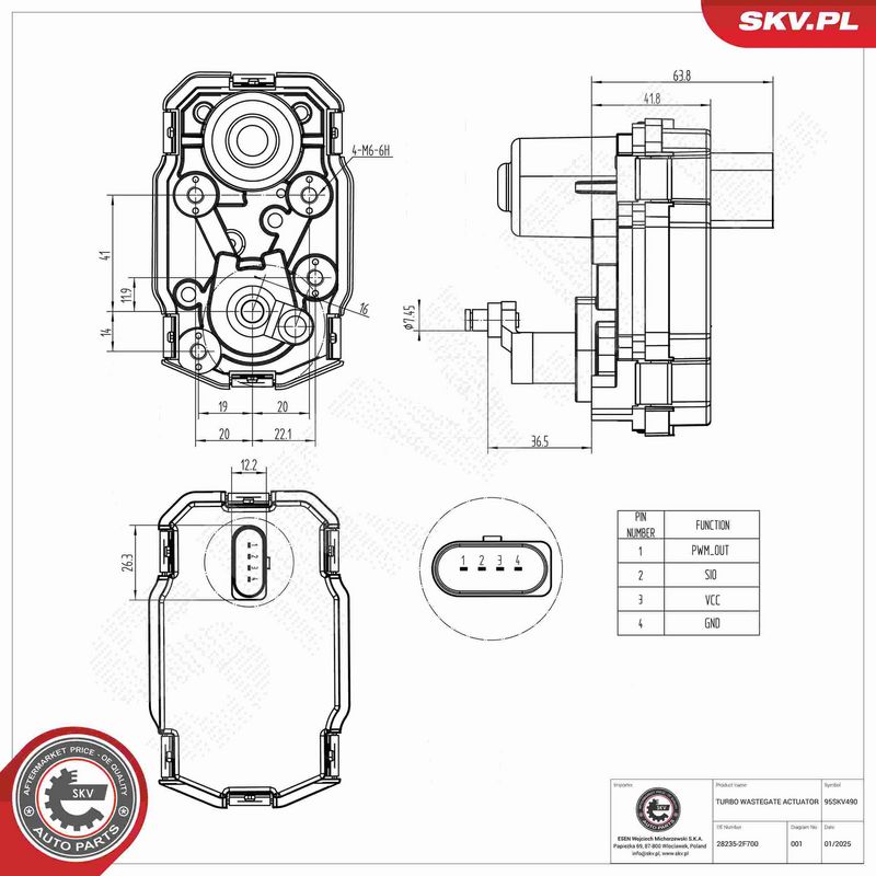 Laadesurve kontrollklapp, ESEN SKV 95SKV490