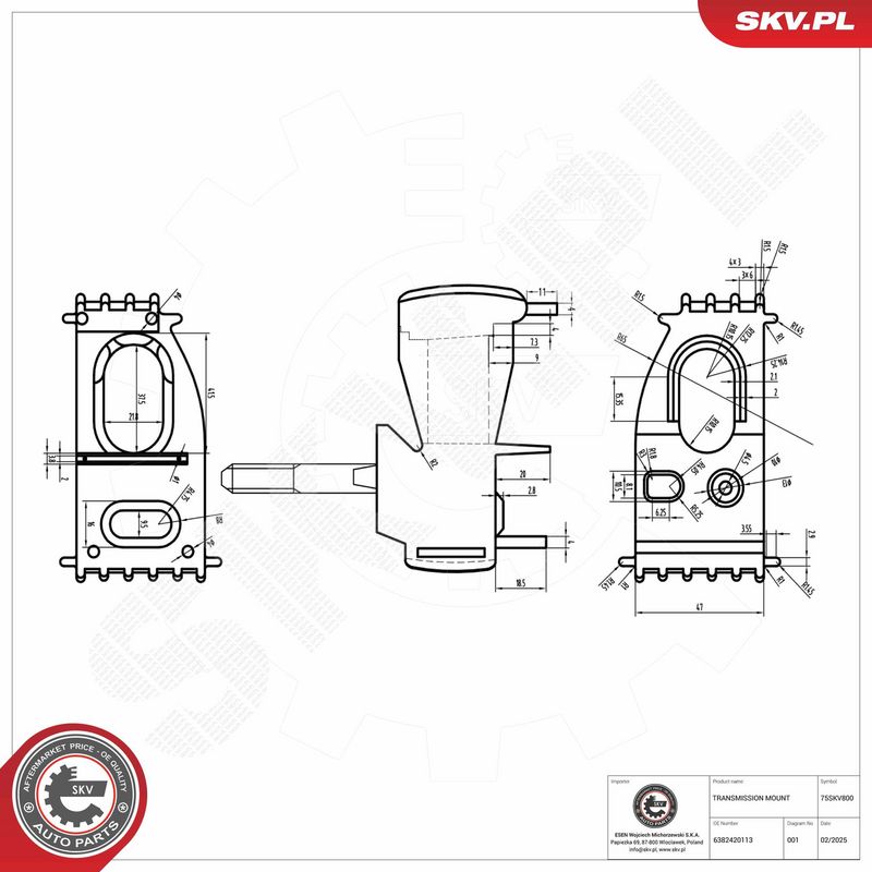 Kinnitus, automaatkäigukast, ESEN SKV 75SKV800