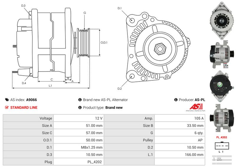 AS-PL A9066 Alternator