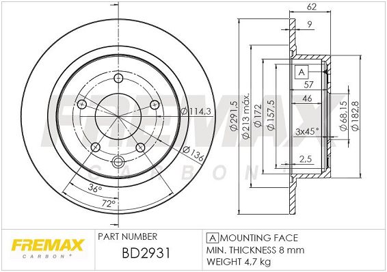 FREMAX BD-2931 Гальмівний диск