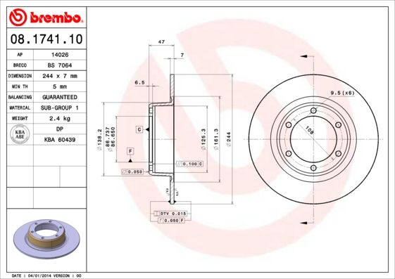 BREMBO Remschijf 08.1741.10