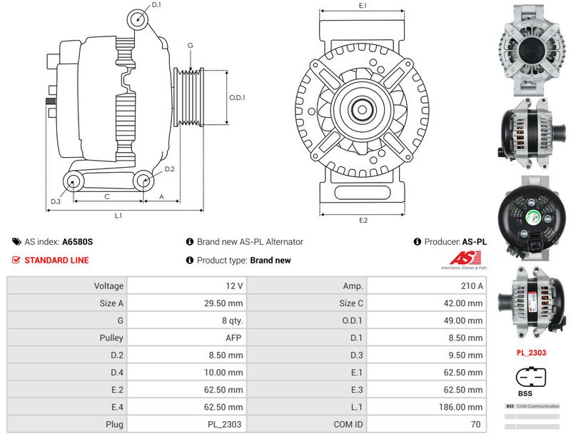 AS-PL A6580S Alternator