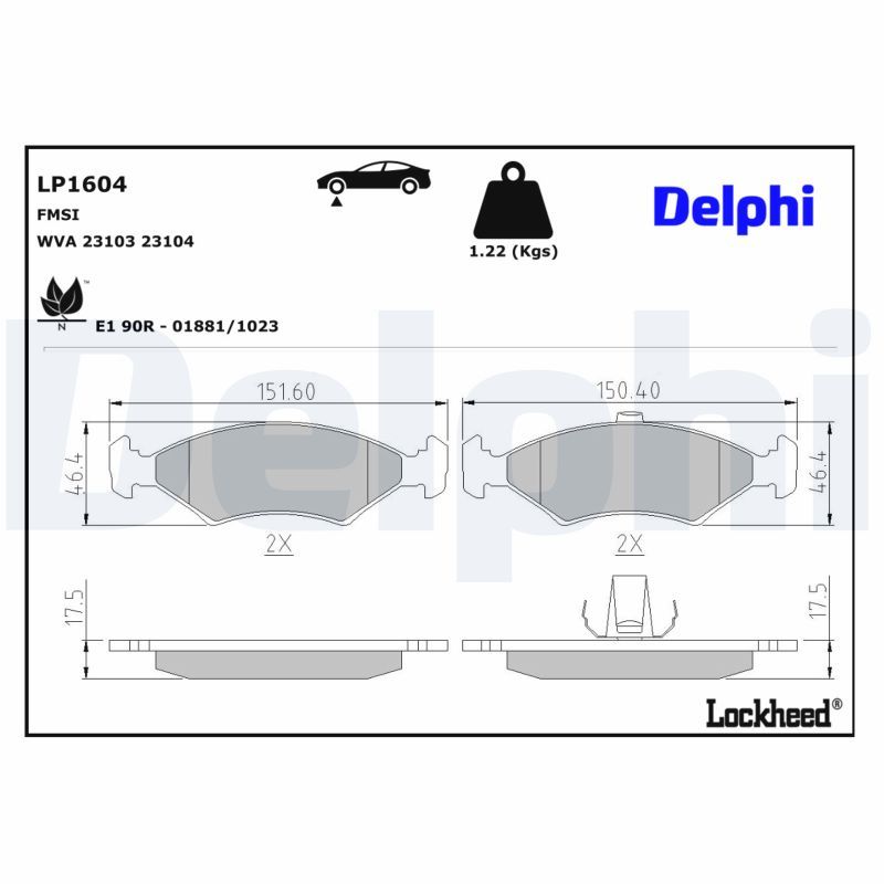 комплект спирачно феродо, дискови спирачки DELPHI