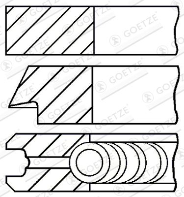 Комплект поршневих кілець, 84,00мм, BMW 3 (F30, F80)/5(F10) 2.0d (N47 D20) 11-16 (83.96mm/STD) (1.75, Goetze 08-432200-00