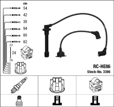 Комплект проводів високої напруги, Ngk RCHE86