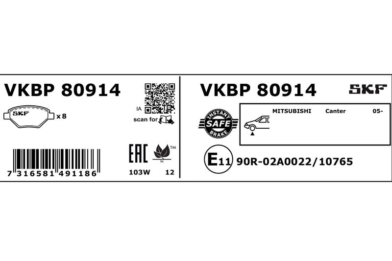 SKF VKBP 80914 Brake Pad Set, disc brake