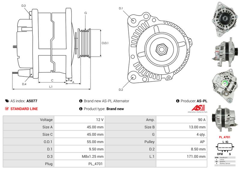 AS-PL A5077 Alternator