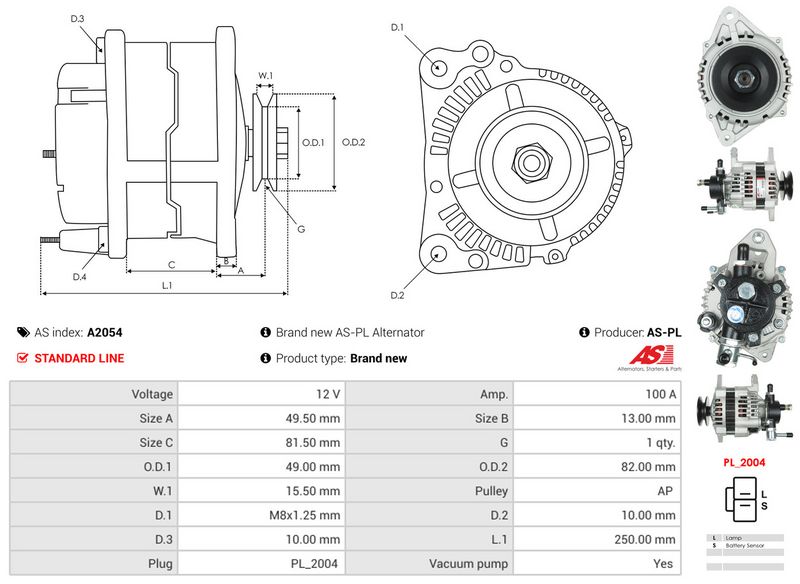 AS-PL A2054 Alternator