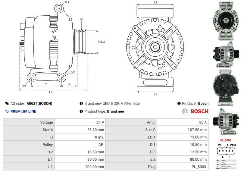 AS-PL A0624(BOSCH) Alternator