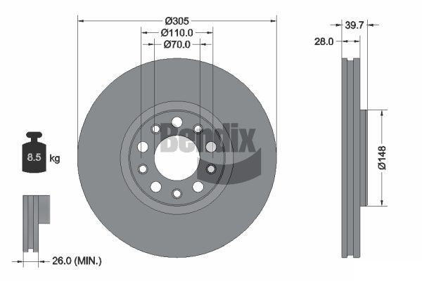 BENDIX Braking féktárcsa BDS1467