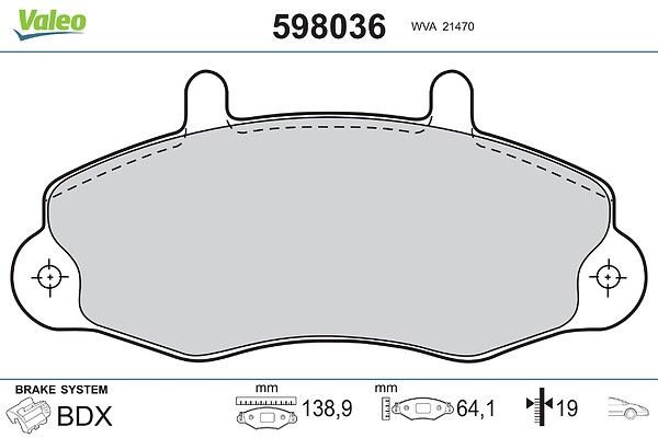 комплект спирачно феродо, дискови спирачки VALEO