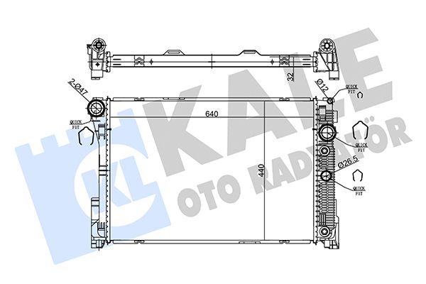 KALE Mercedess радіатор охолодження двигуна акп 640*440*32 W204, W212